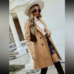 Frenchy double breasted lapel collar overcoat